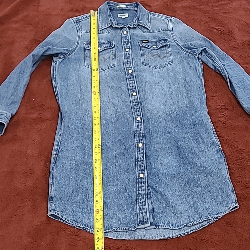 Wrangler Denim Blue Buttoned Long Sleeve Shirt Dress - Picture 6 of 9